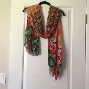 Multicolor tribal print scarf